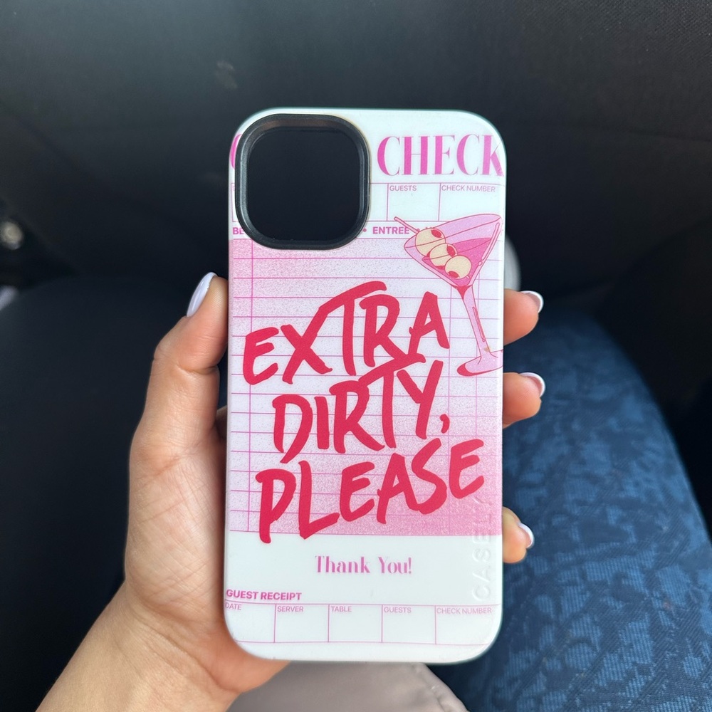 Casetify Pink and White iPhone Case with Bold Text Design